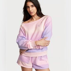 Victorias Secret Gradient Purple and Pink Off-Shoulder Sweatshirt